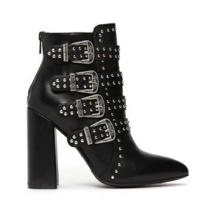 Fashion Nova Black Studded Heeled Boots